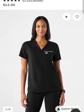 Figs Black V-Neck Catarina Scrub Top medium
